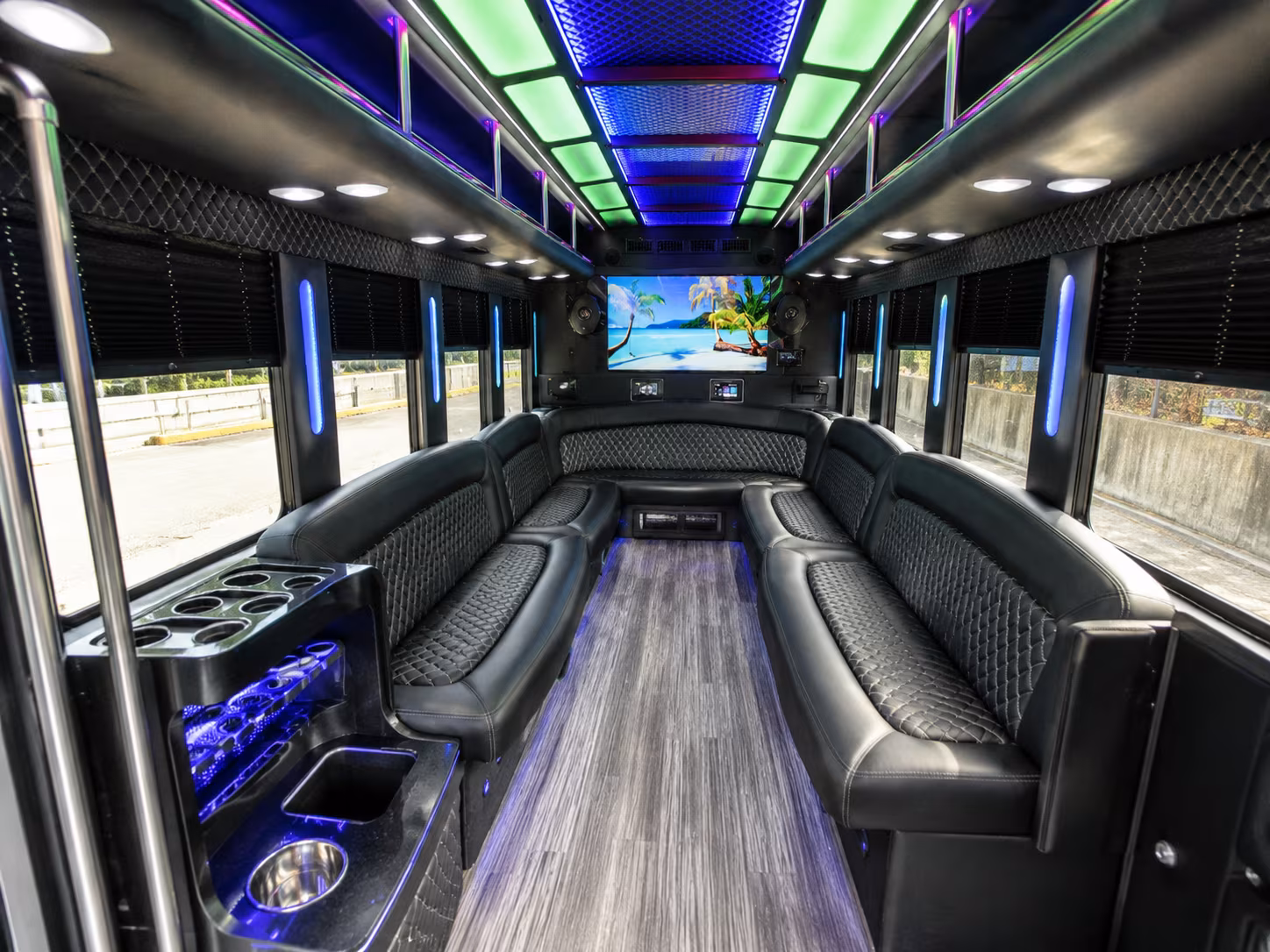 bridgewater 18 passenger party bus inside