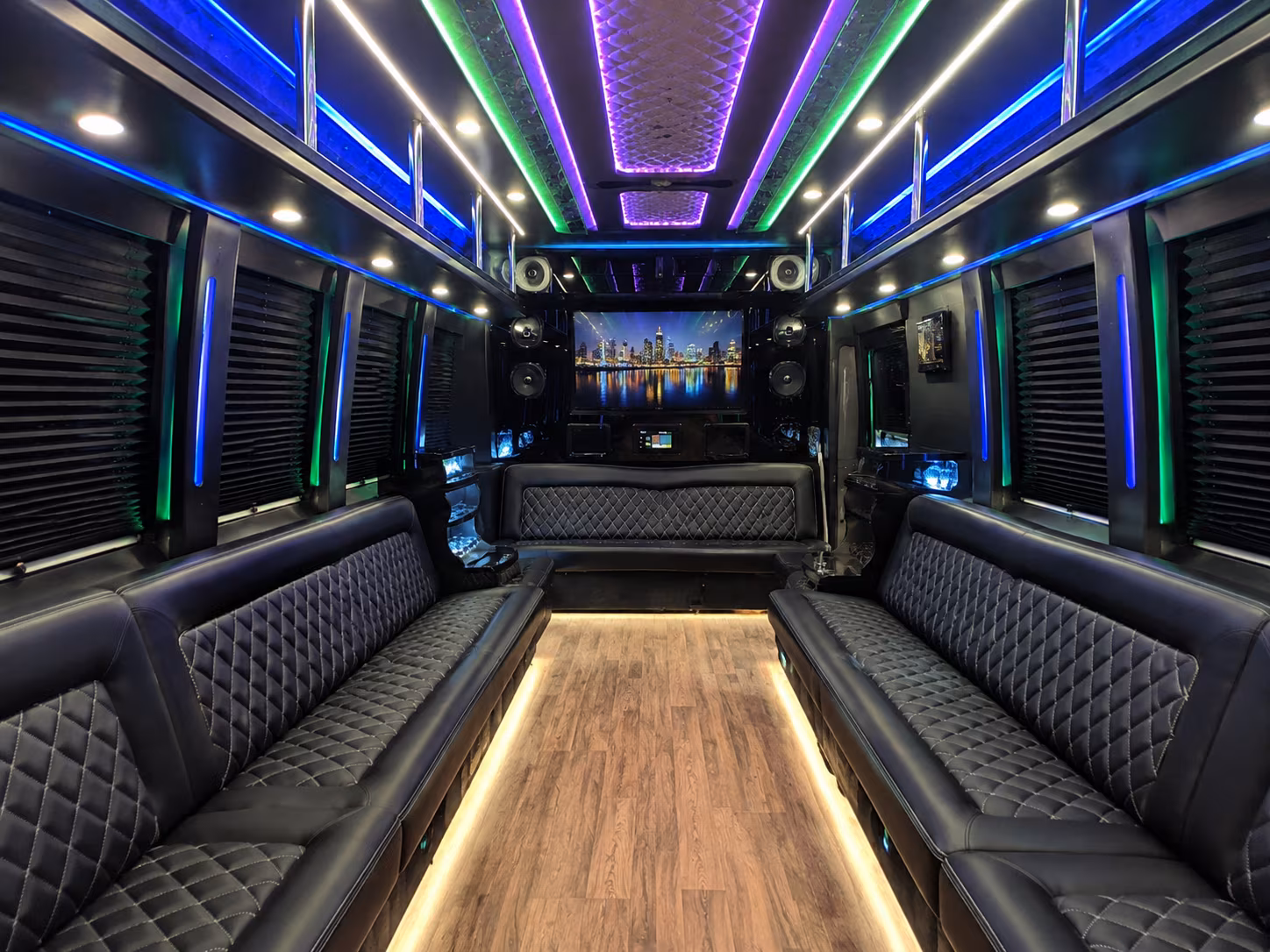 bridgewater 25 passenger party bus interior