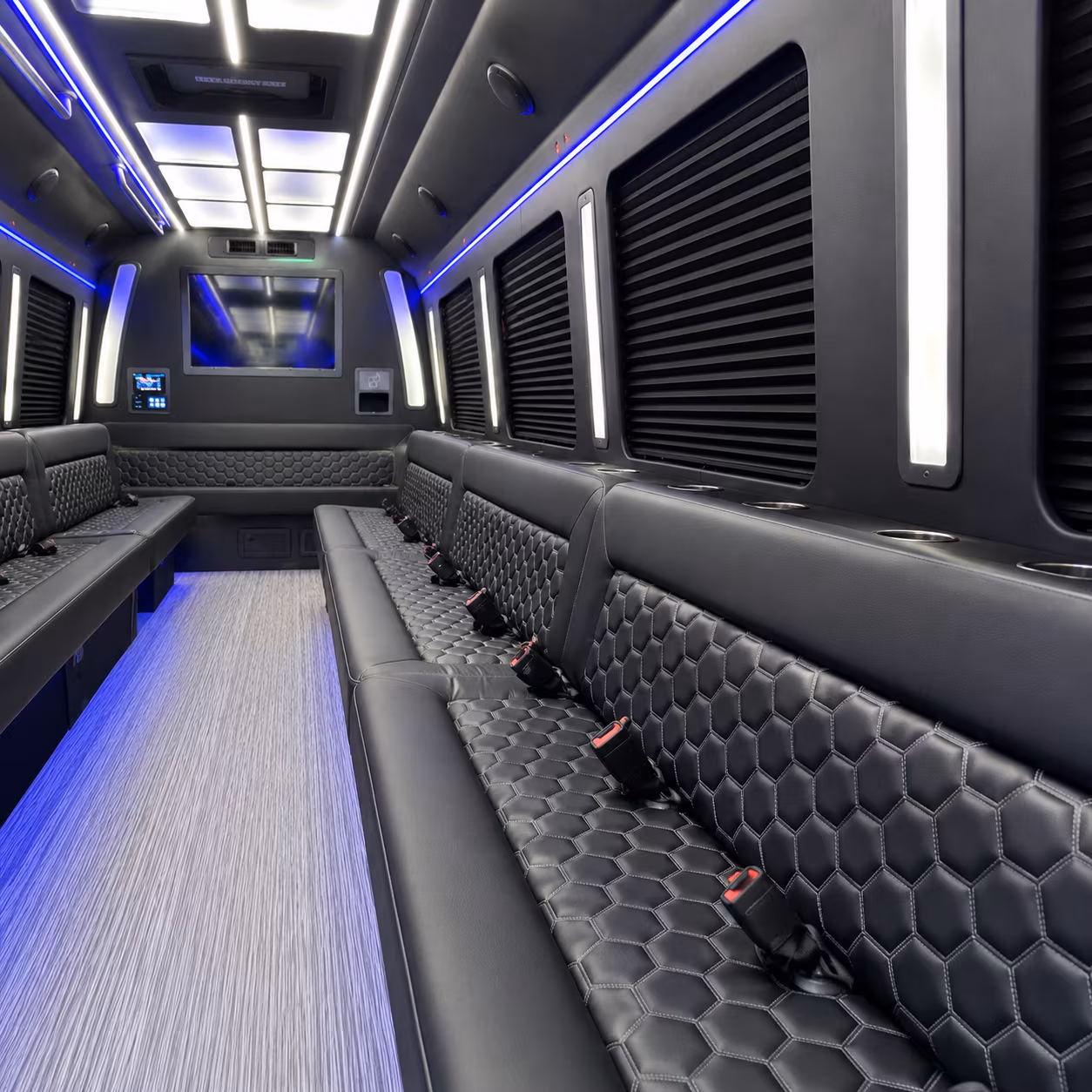 bridgewater party bus rental interior