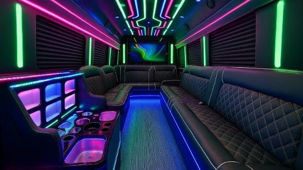Interior of Charter Bus Company Piscataway's Party Bus in Piscataway