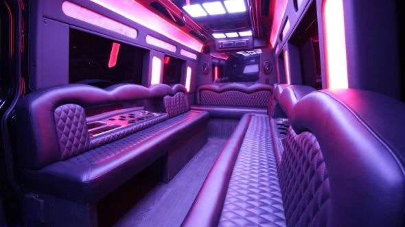Interior of Charter Bus Company Piscataway's Sprinter Limo in Piscataway
